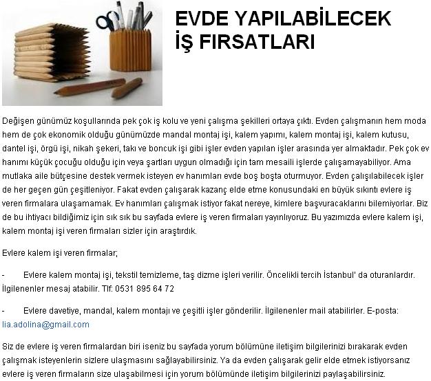 is ilanlari bul ara evde yapabilecegim isler evde yapabilecegim isler