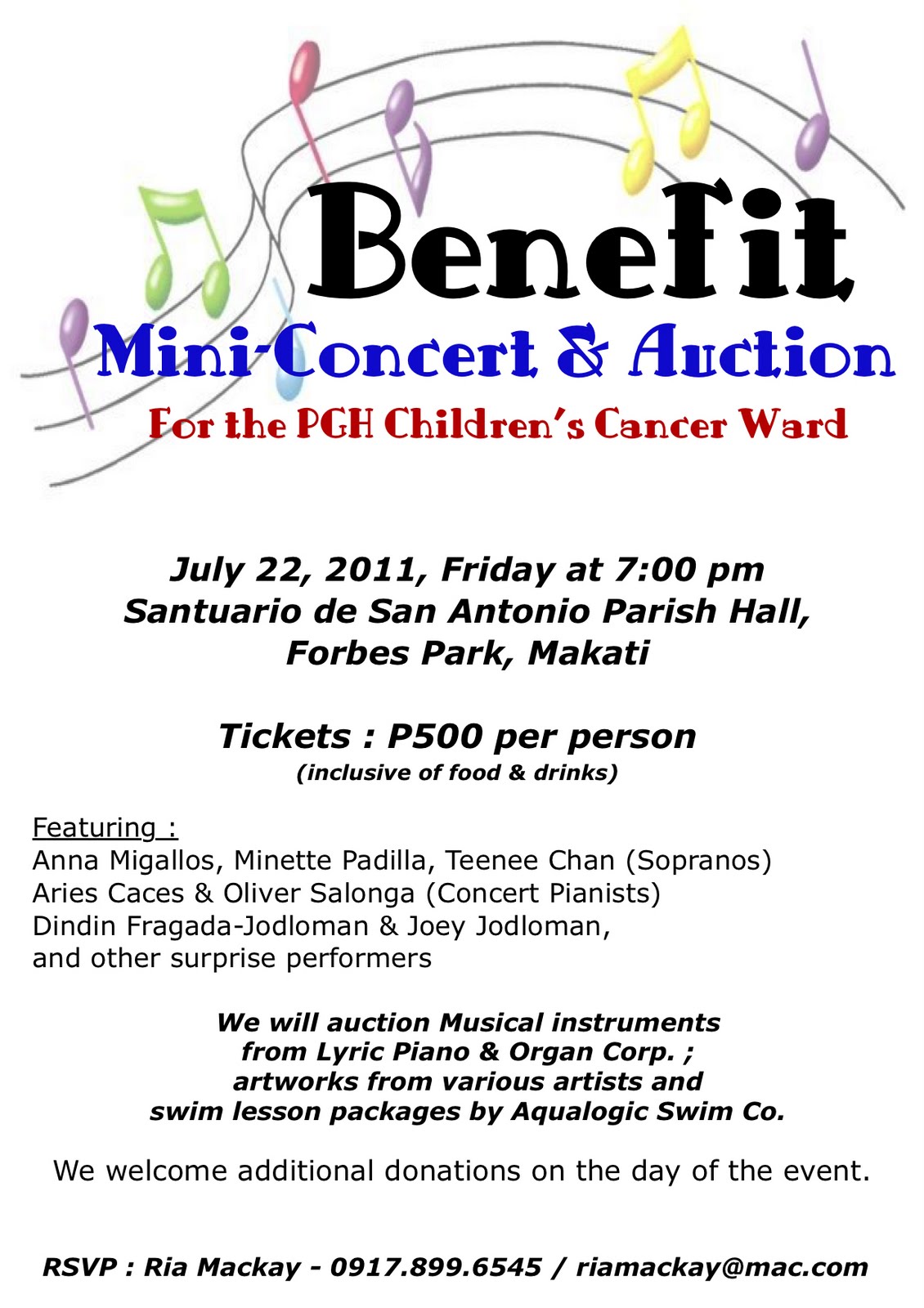 Purple Plum Fairy Benefit Concert and Auction for PGH Children's Cancer Ward