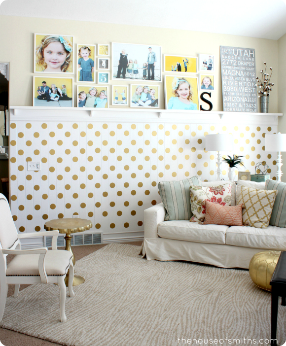 A Gold Polka Dot Accent Wall!