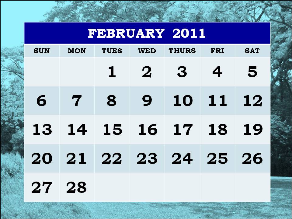 february calendar 2011. February Calendar 2011