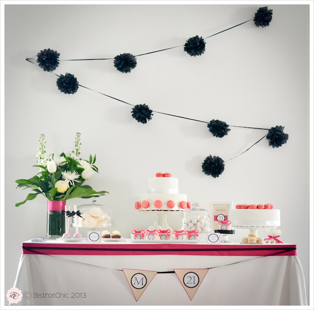 Pink and black 21 st birthday party from Bistrotchic
