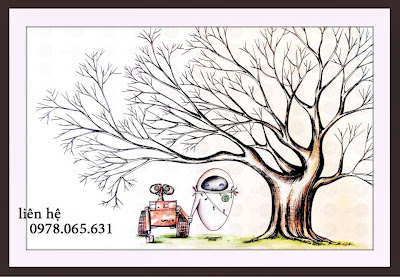 tranh in dấu vân tay tranh in dấu vân tay đám cưới,tranh in dấu vân tay wedding tree