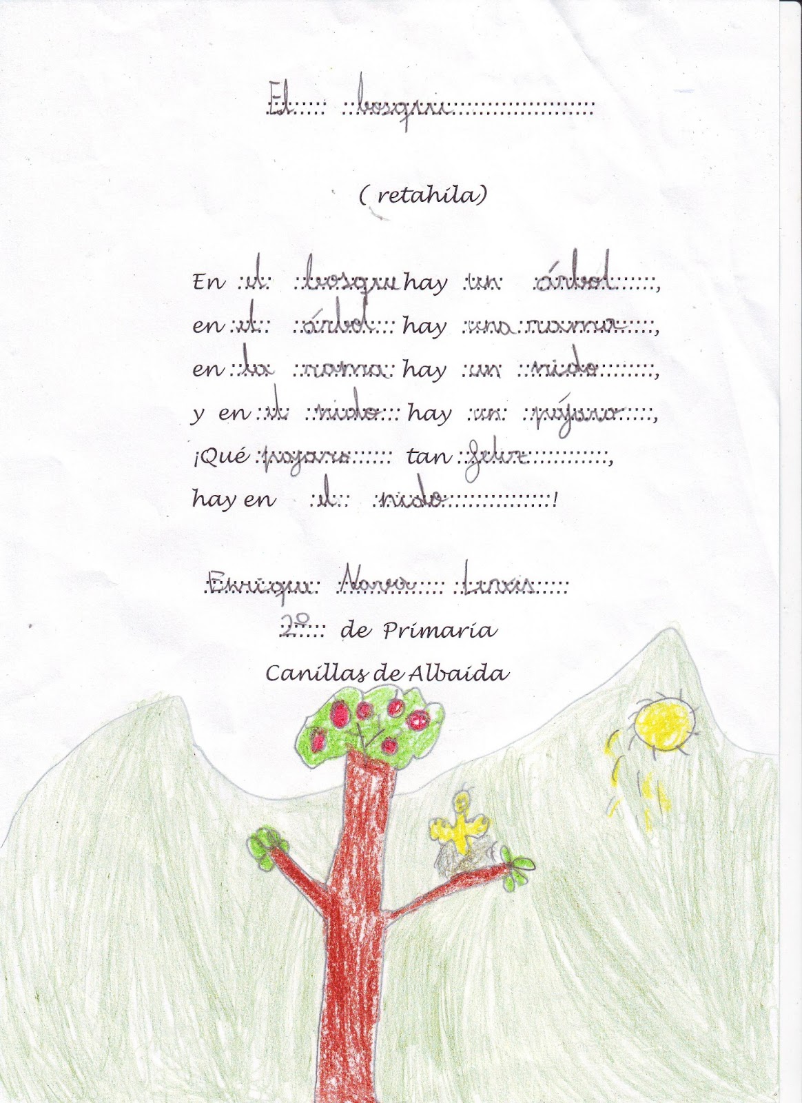 Montando palabras, creamos pequeñas historias "El bosque" (retahíla