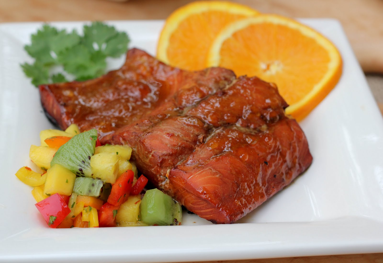 Glazed Salmon with Fruit Salsa That Skinny Chick Can Bake