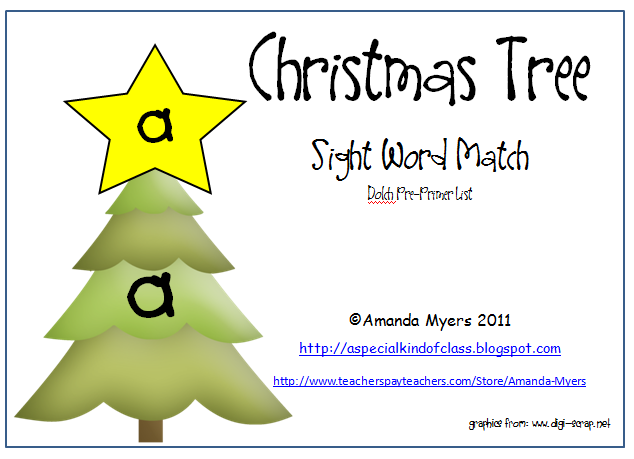 A special kind of class: Christmas Tree Sight Words Matches