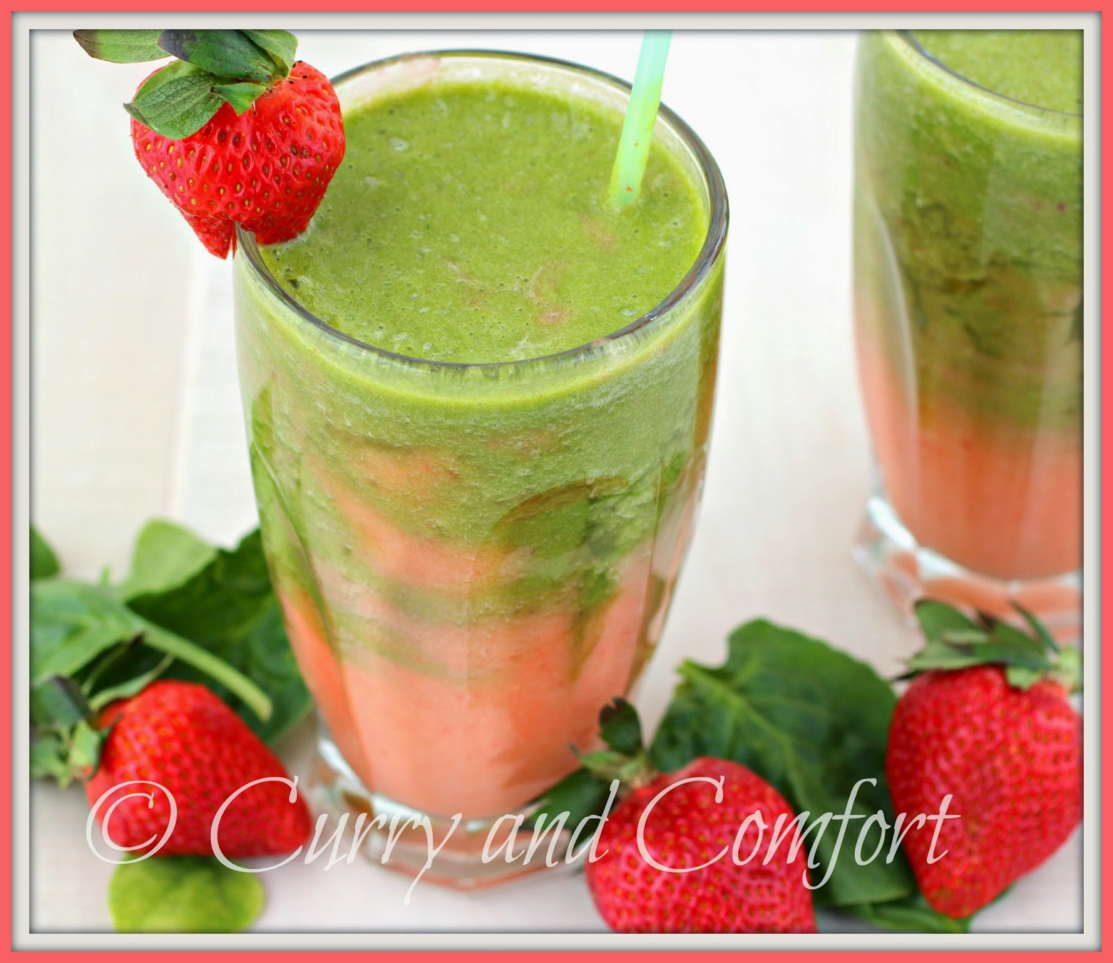 Kitchen Simmer Strawberry Spinach and Pineapple Swirl Smoothie (Dairy