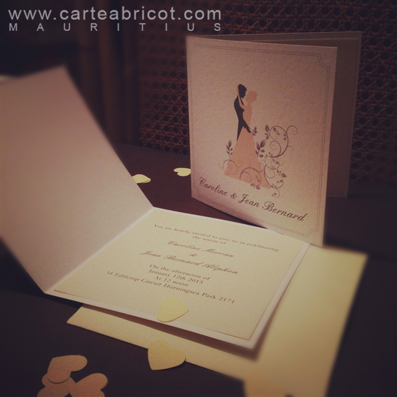 Carte Abricot Wedding Planner à l'Ile Maurice CARTES D'INVITATION