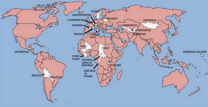40 Maps That Will Help You Make Sense of the World - The Only 22 Countries in the World Britain Has Not Invaded (not shown Sao Tome and Principe)