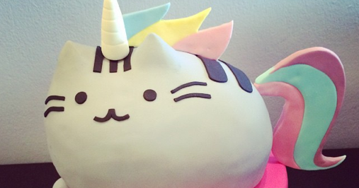rainbow unicorn pusheen cake