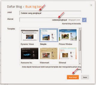 Cara mudah membuat blog di blogspot