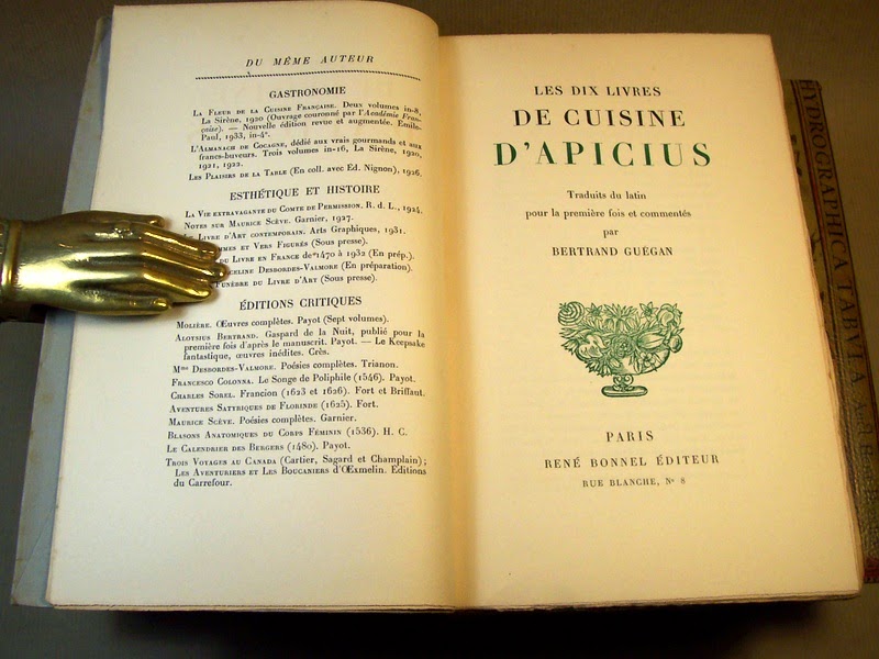 Librairie ancienne et autres trésors: Ce soir, Apicius dîne chez Apicius  ! Par Bertrand Guégan