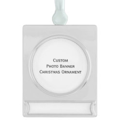 Custom Silver Plated Banner Photo Christmas Ornament