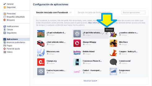 Facebook, Aplicaciones, Acceso