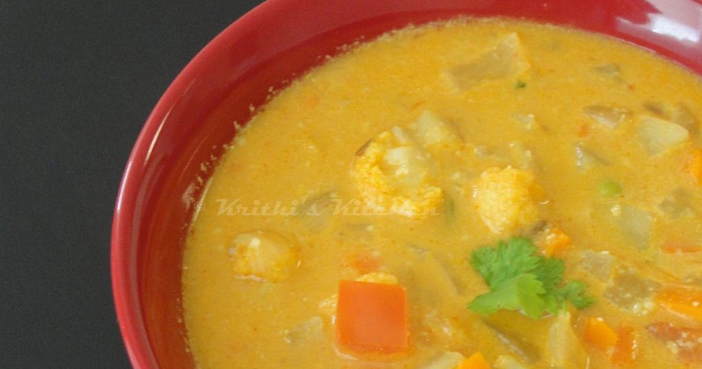 Krithi's Kitchen Vegetable Kurma / Chapathi Kuruma / Korma for Pulao