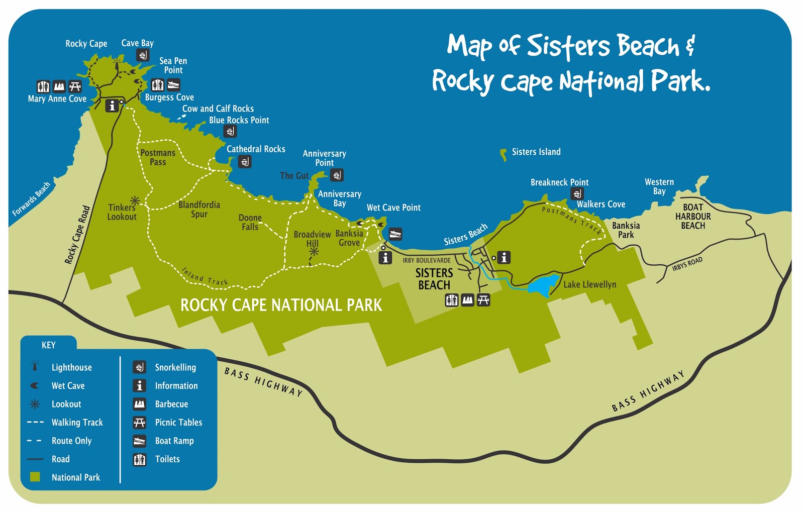 Map of Sisters Beach, Tasmania