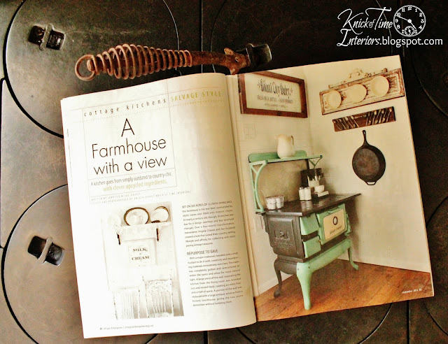 farmhouse kitchen featured in Cottages and Bungalows magazine - www.KnickofTime.net