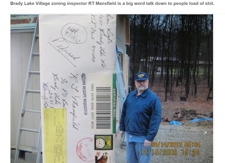 Brady Lake Village zoning Czar RT Mansfield won't even answer certified mail record requests.