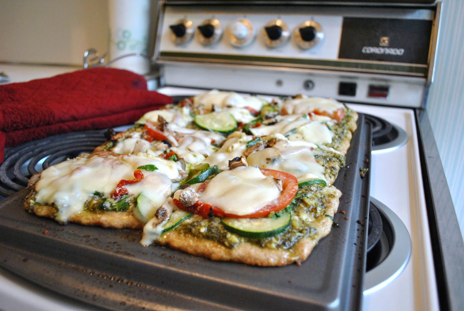 Kristin in Her Kitchen Zucchini Pesto Pizza