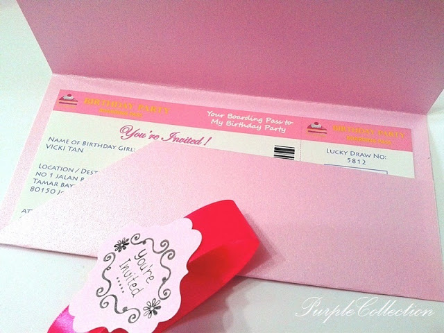 Birthday Invitation Card - Boarding Pass Card Style, Birthing Invitation Card, Invitation Card, Birthday Card, Birthday, Boarding Pass Card Style, Boarding Pass Pocket, Boarding Pass, Card, Birthday celebration, celebration, Pink, Red envelope, You're Invited