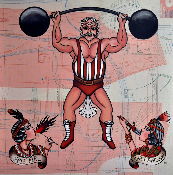 Circus transition, 2011. Mixed technique on canvas, 70х70 сm. Private collection