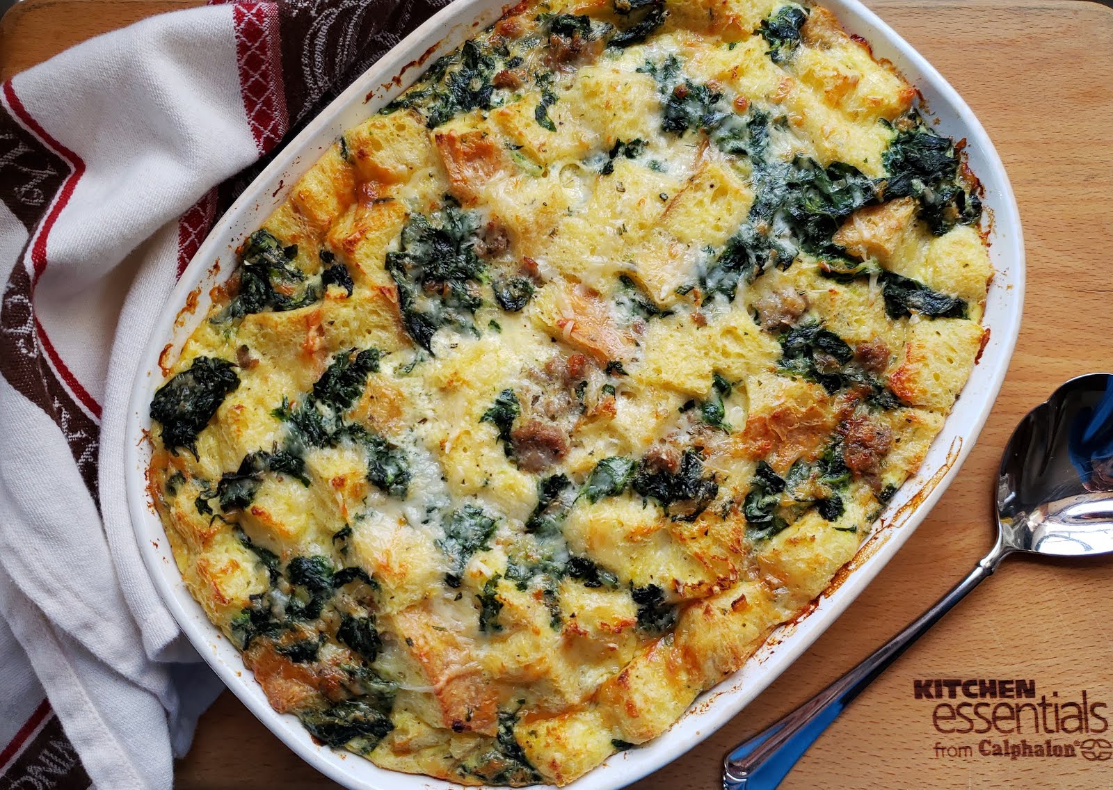 For Love of the Table Kale Strata with Italian Sausage