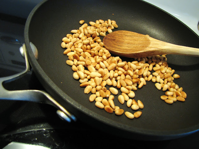 toasting pine nuts in skillet