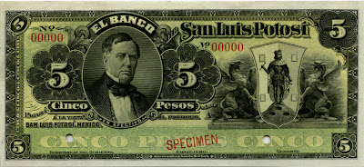 Mexico currency money Pesos banknote Banco de San Luis Potosi