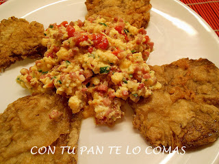 Revuelto De Jamón Serrano  Con Setas Rebozadas