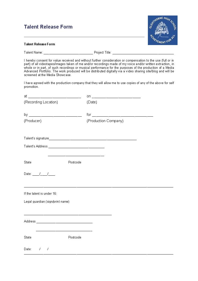 release form for filming template luciie astwood task sixteen talent release forms release form for filming template luciie astwood task sixteen talent release forms