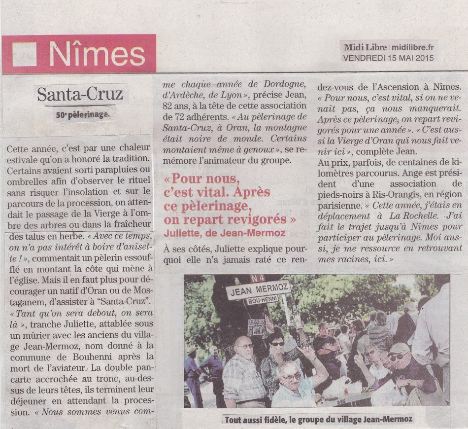 2015 ... Santa Cruz : témoignage des Jean Mermoziens dans la presse ...