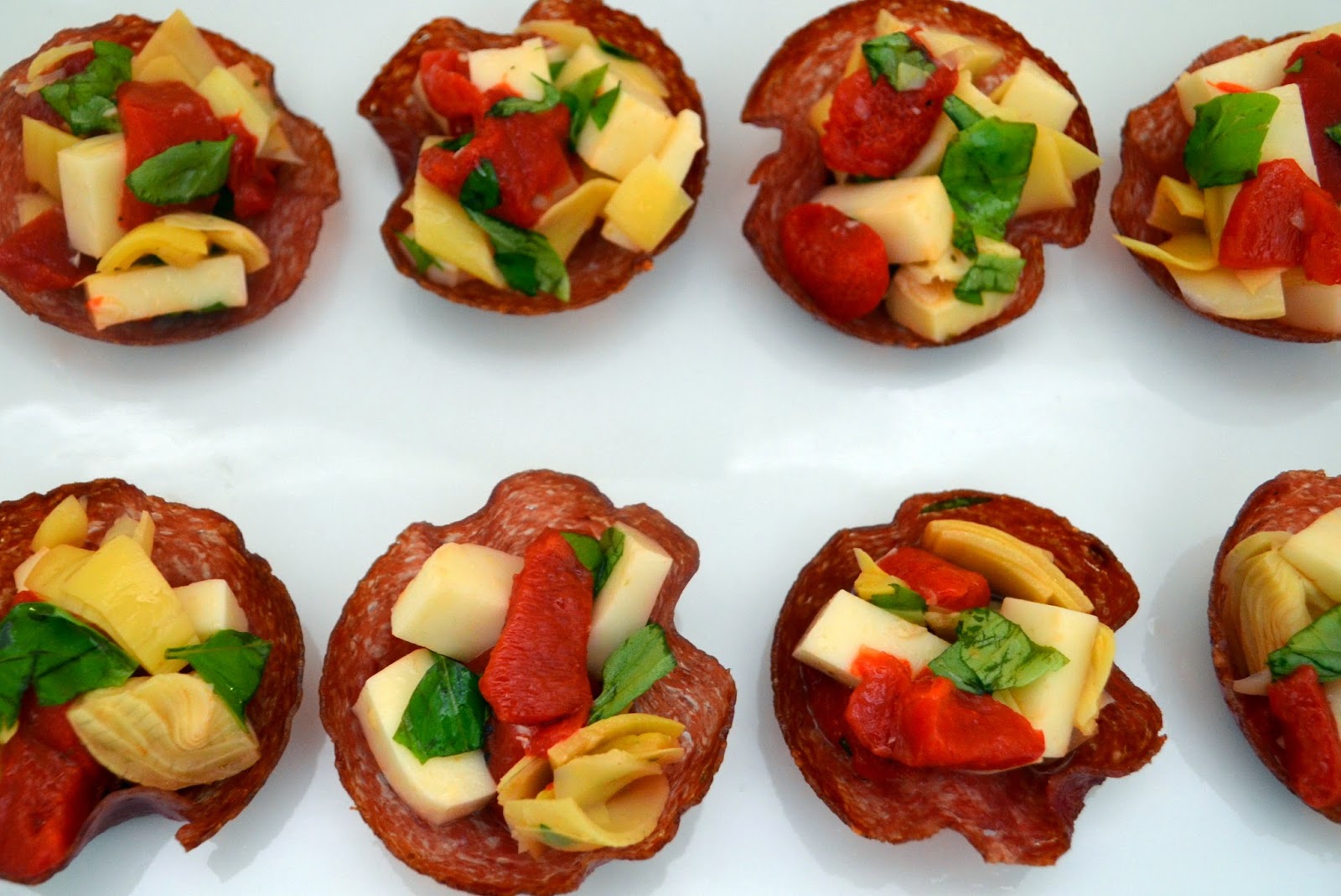 Flavors by Four Antipasto Bites in Baked Salami Cups