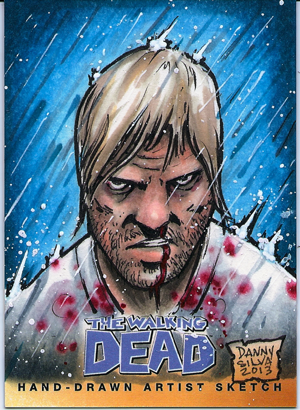 D.Silva Designs "Rick in the Rain" Walking dead Sketch Card for Cryptozoic