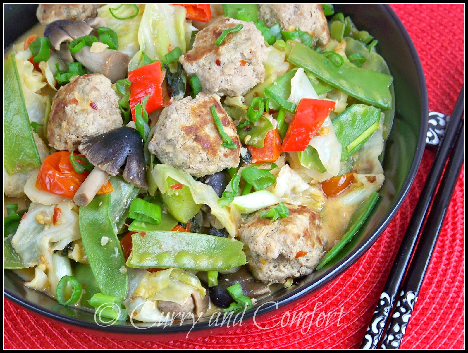 Kitchen Simmer Thai Meatball and Vegetable Stir Fry