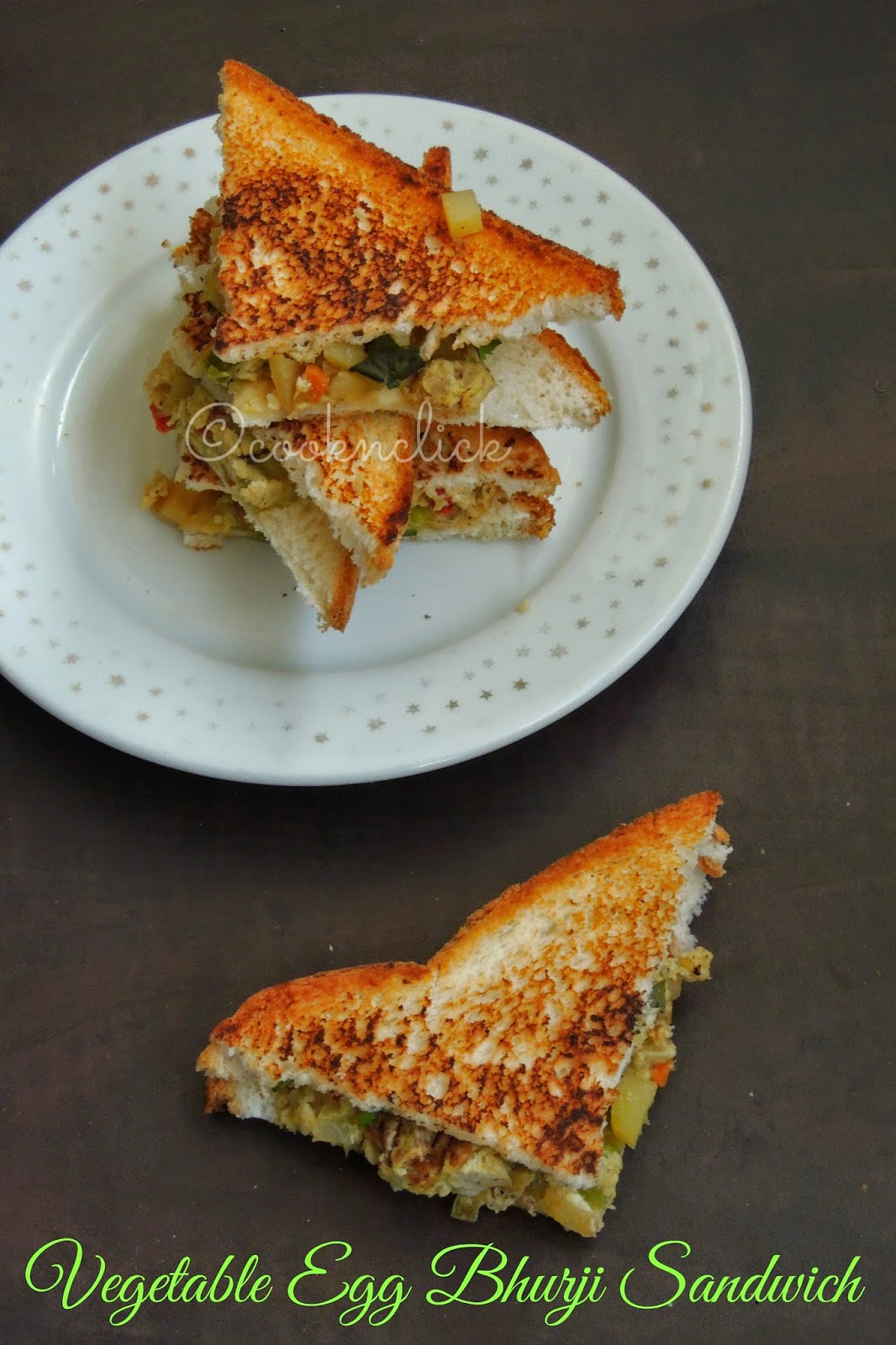 Vegetable Egg Bhurji Sandwich/Vegetable and Scrambled Egg Sandwich