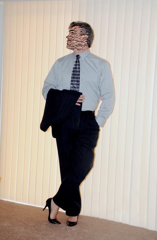 Men In High Heels Man In A Suit And Tie, And Shoes With High Heels