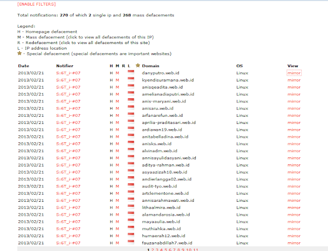 List blog dengan domain '.web.id' yang diretas Hacker dari Myanmar