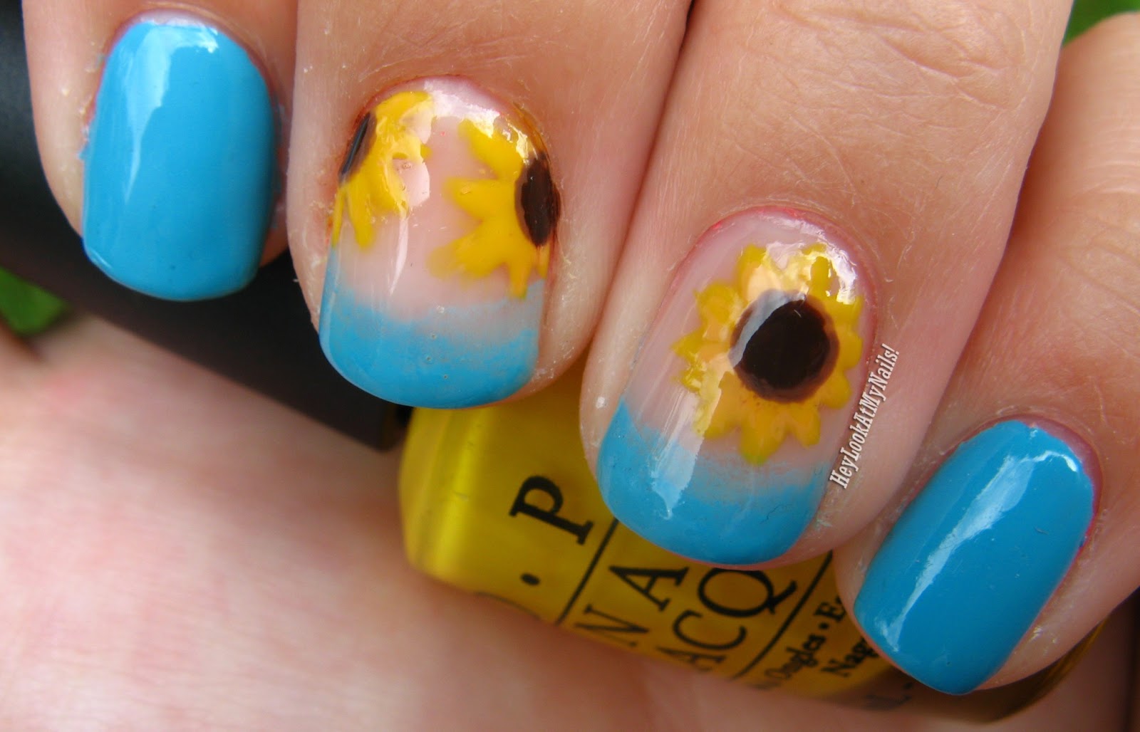 Yellow Sunflower Acrylic Nail Designs - wide 7