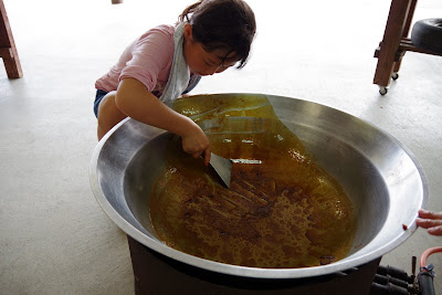 沖縄家族旅行　恩納村体験/観光　サトウキビ刈り　黒糖