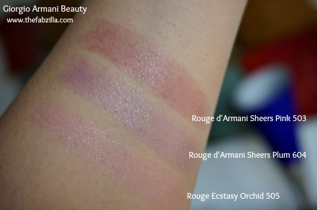 Giorgio Armani Rouge Ecstasy, Rouge d'Armani Sheers, Swatch, Review
