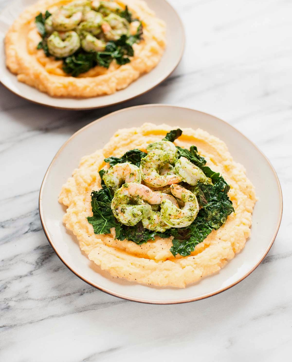 Spicy Shrimp and Kale with Creamy Rutabaga | acalculatedwhisk.com