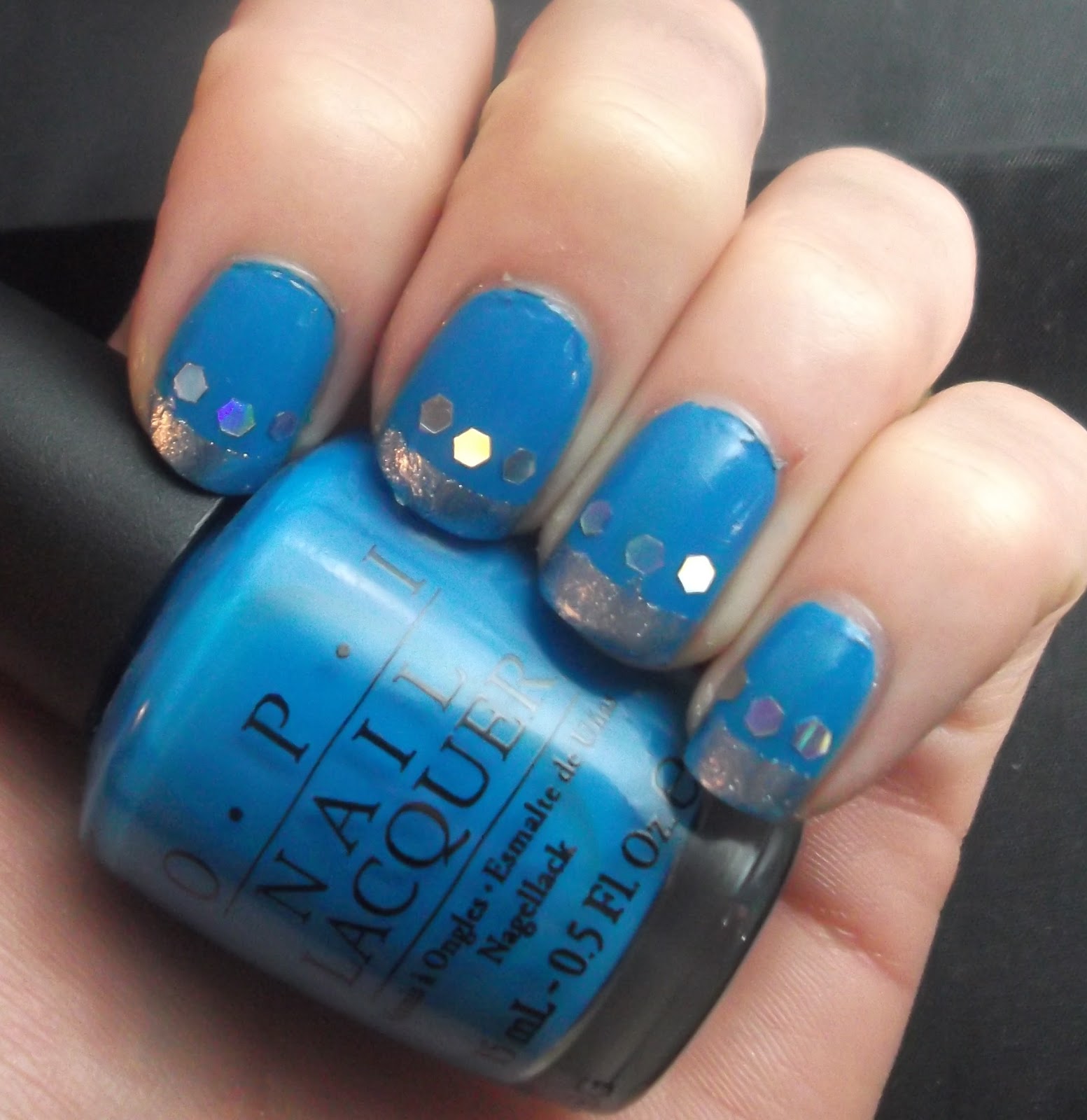 blue french manicure