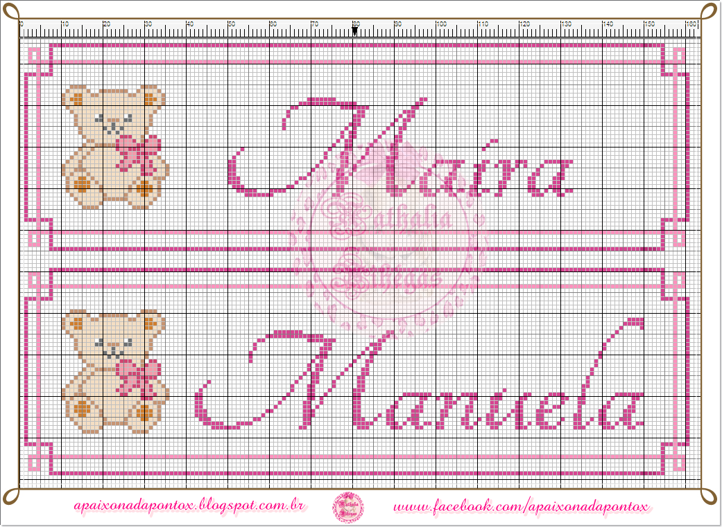Manuela Em Ponto Cruz Apaixonada por Ponto Cruz: Motivo Infantil com Nome feminino