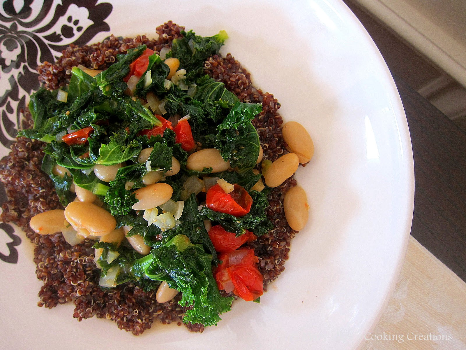Mary Ellen's Cooking Creations Quinoa with Kale, Tomatoes, and White Beans