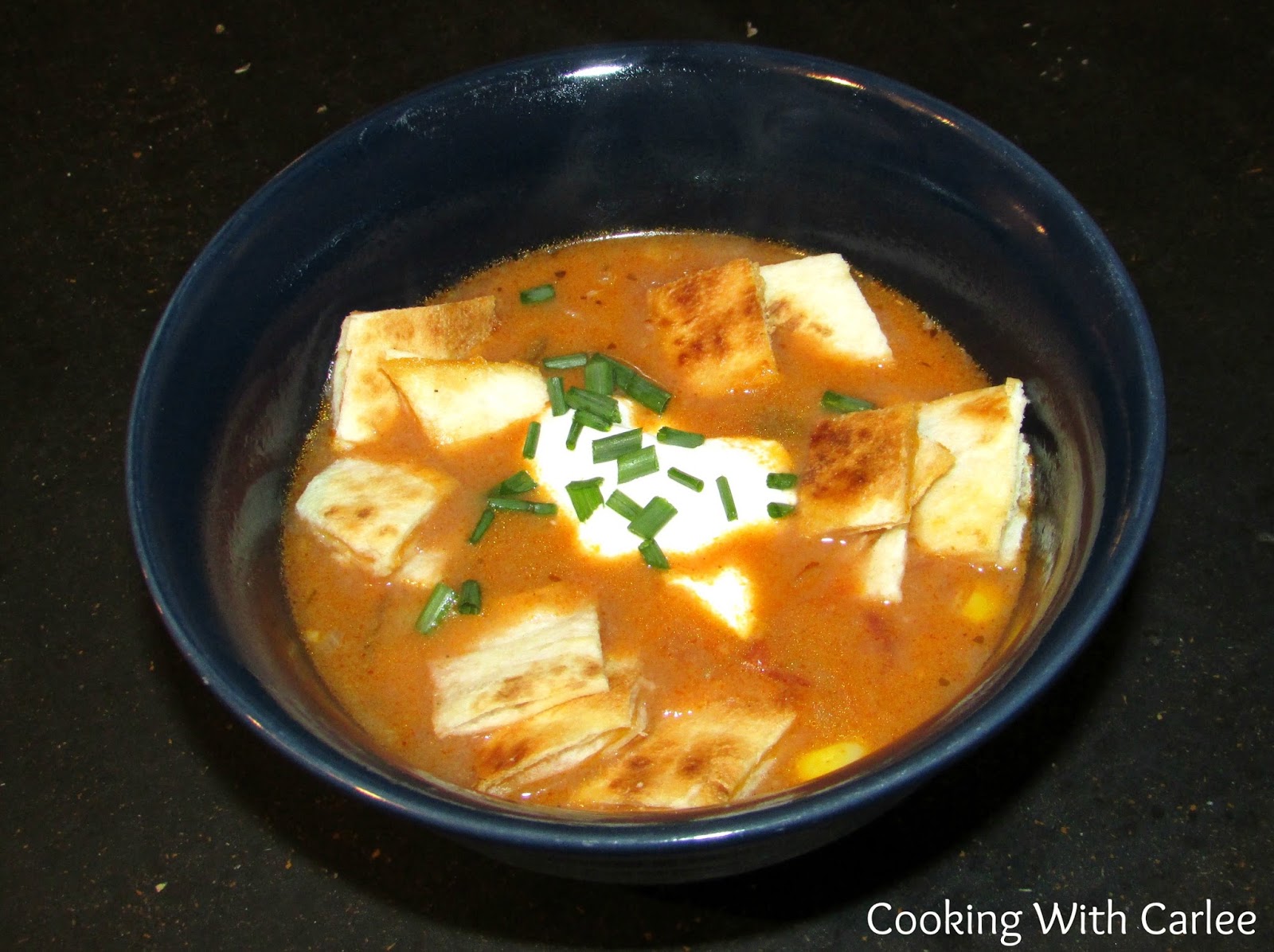 Cooking With Carlee Cheesy TexMex Soup with Quesadilla Croutons