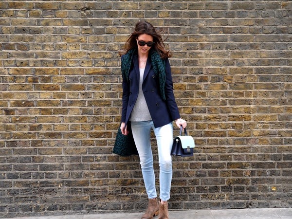 Navy and blue casual look in London