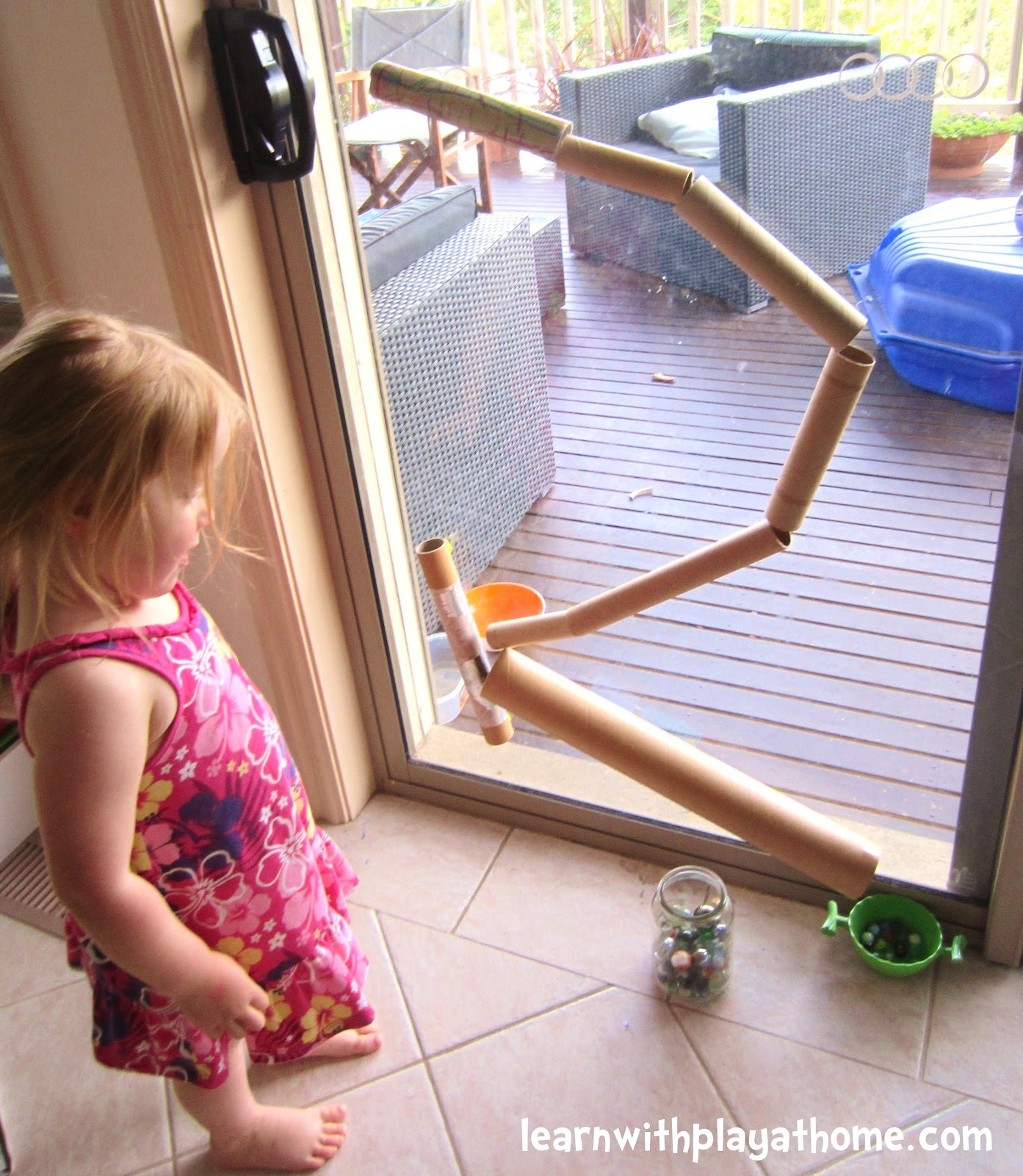 Learn with Play at Home Cardboard Tube Marble Run