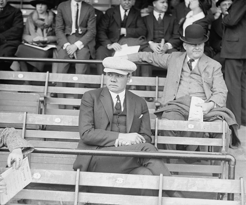 Ruth in the stands on Opening Day, April 12, 1922, at Griffith Stadium in Washington, D.C.