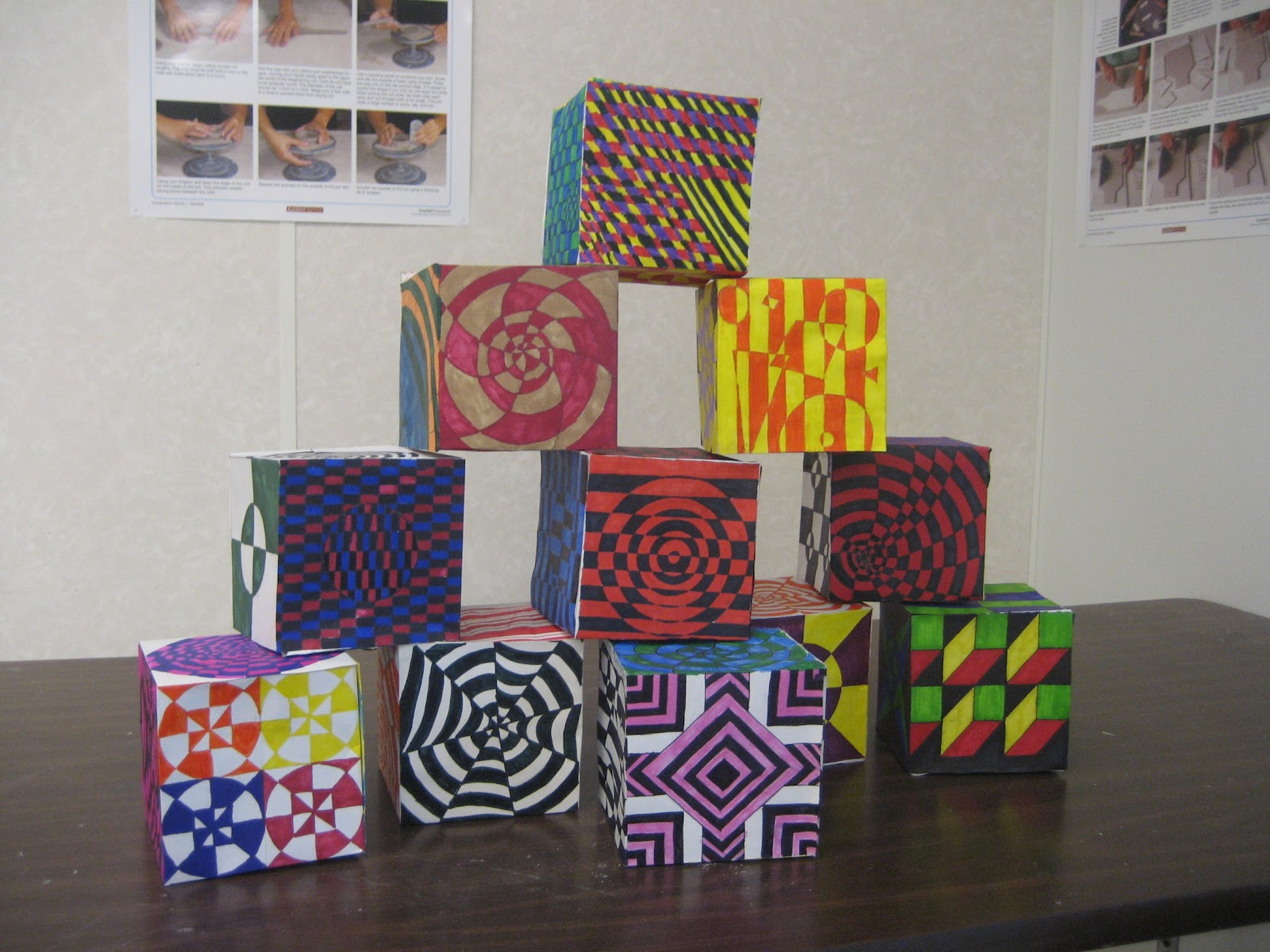 MY WORK and Play Op Art Boxes Student Work