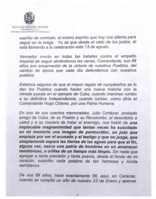 Chávez Vive, la lucha sigue CARTAS