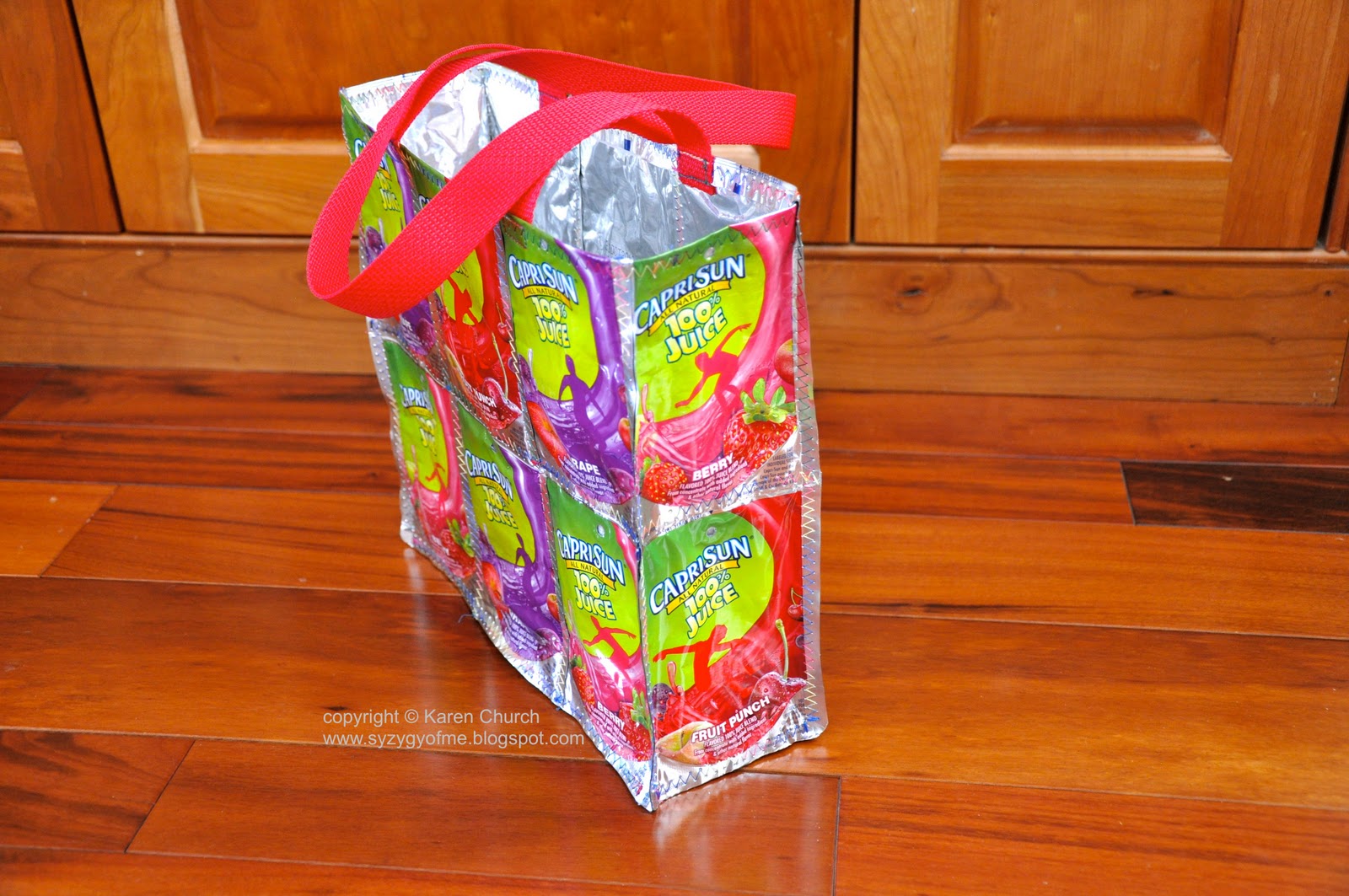 Syzygy of Me Recycled Juice Pouch Tote Bag (and mini tutorial)